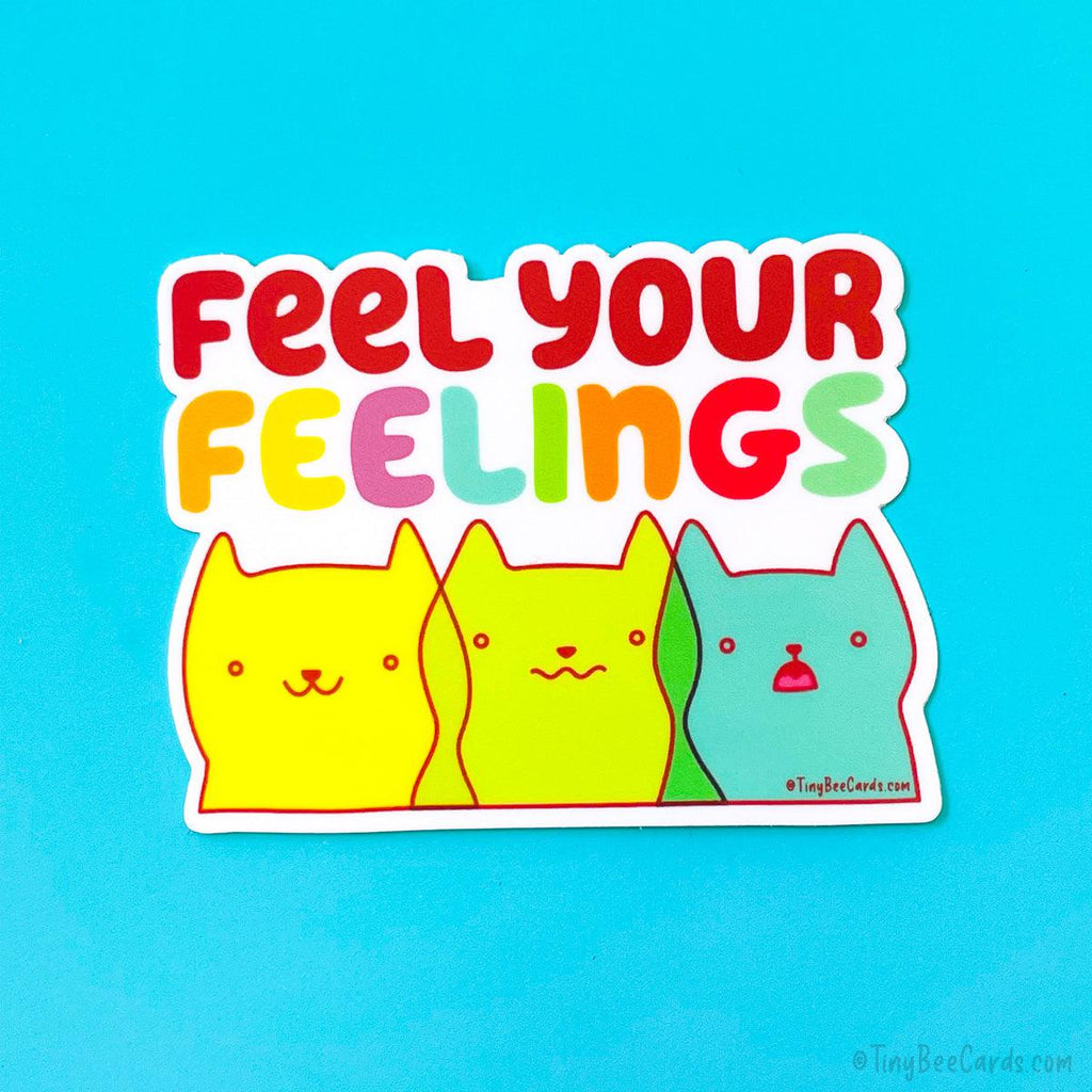 Feel Your Feelings Cat Vinyl Sticker