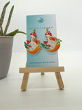 Orange Moon Midnight Mushrooms - Polymer Clay Earrings