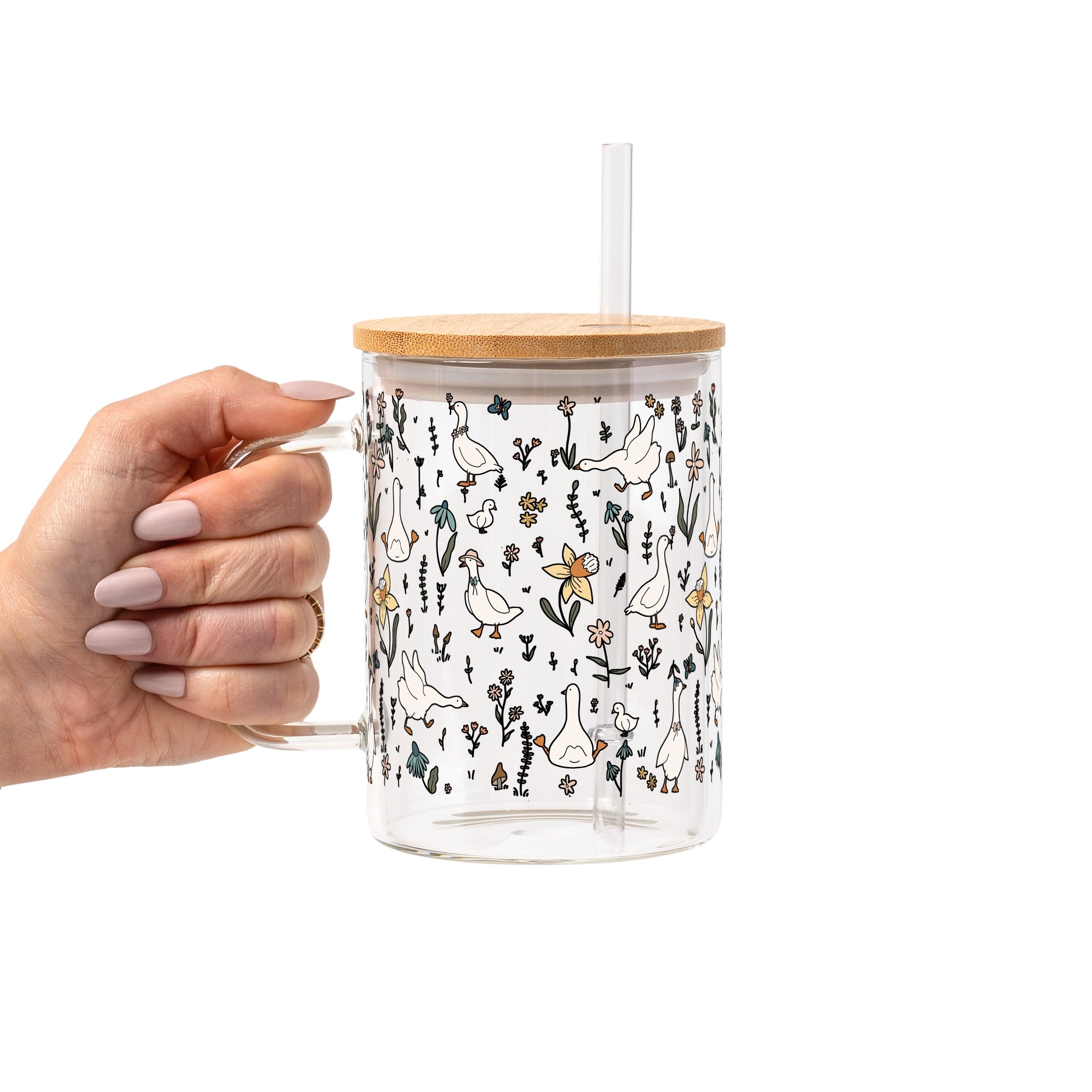 Cottage Garden Geese Glass Cup, Mug & Tumbler