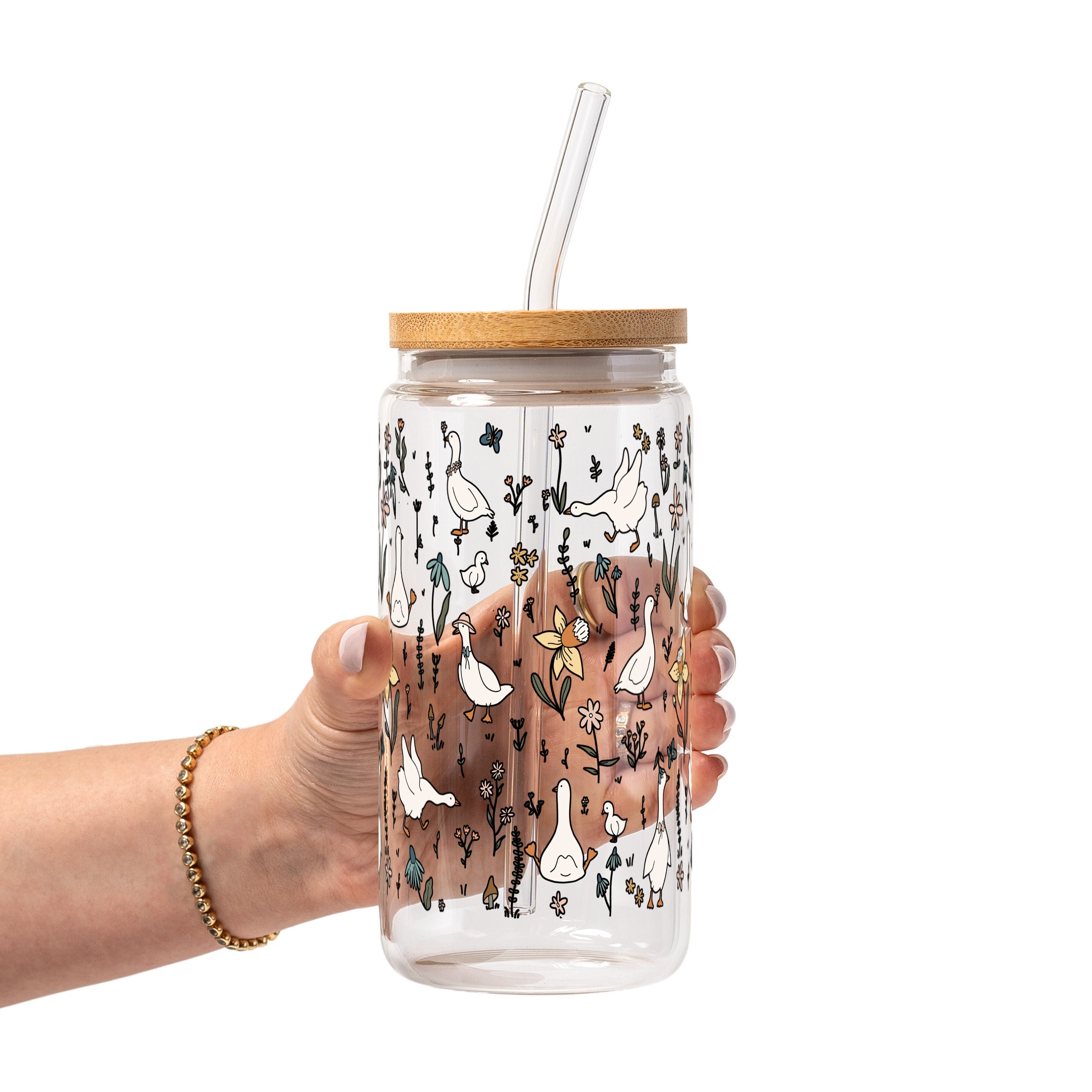 Cottage Garden Geese Glass Cup, Mug & Tumbler