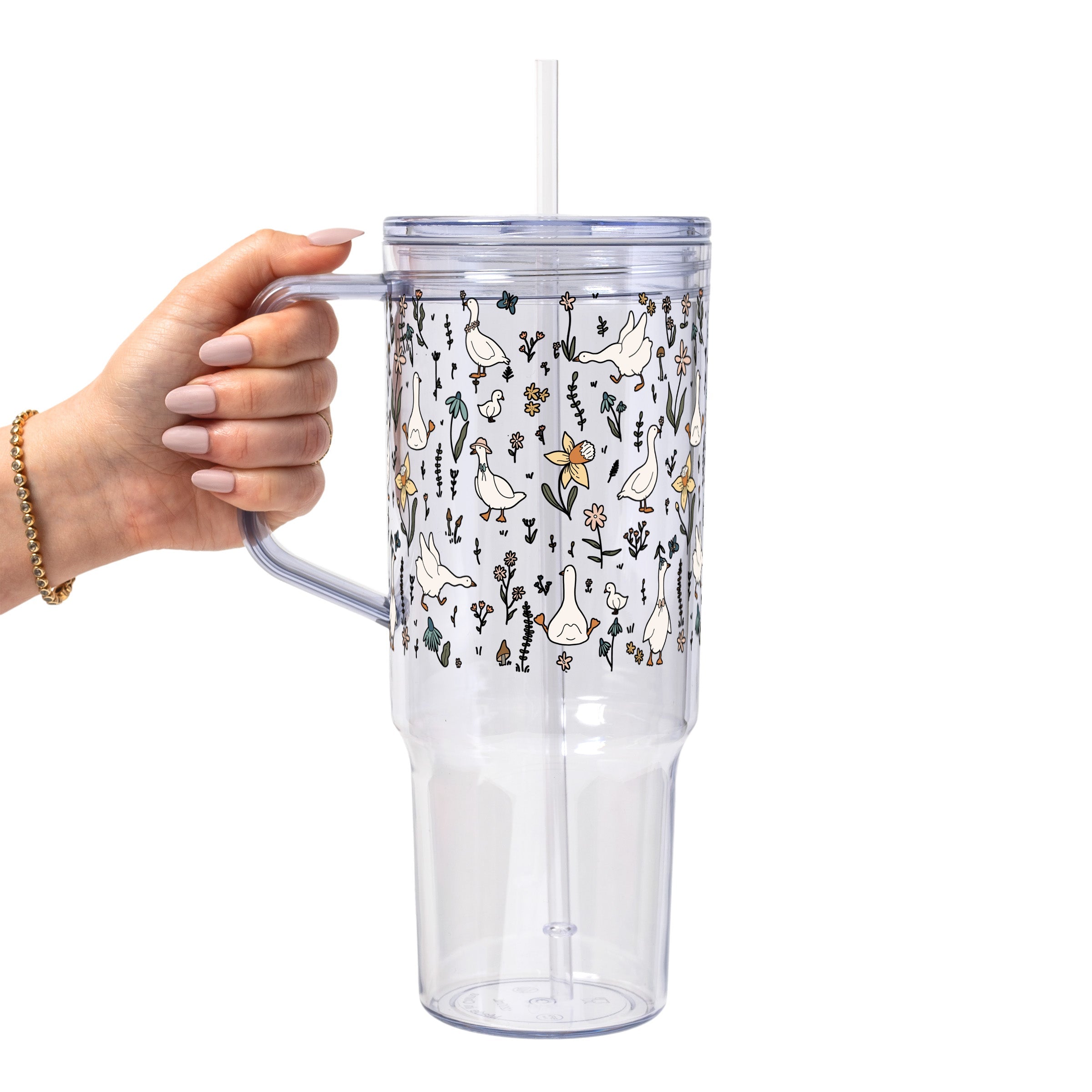Cottage Garden Geese Glass Cup, Mug & Tumbler