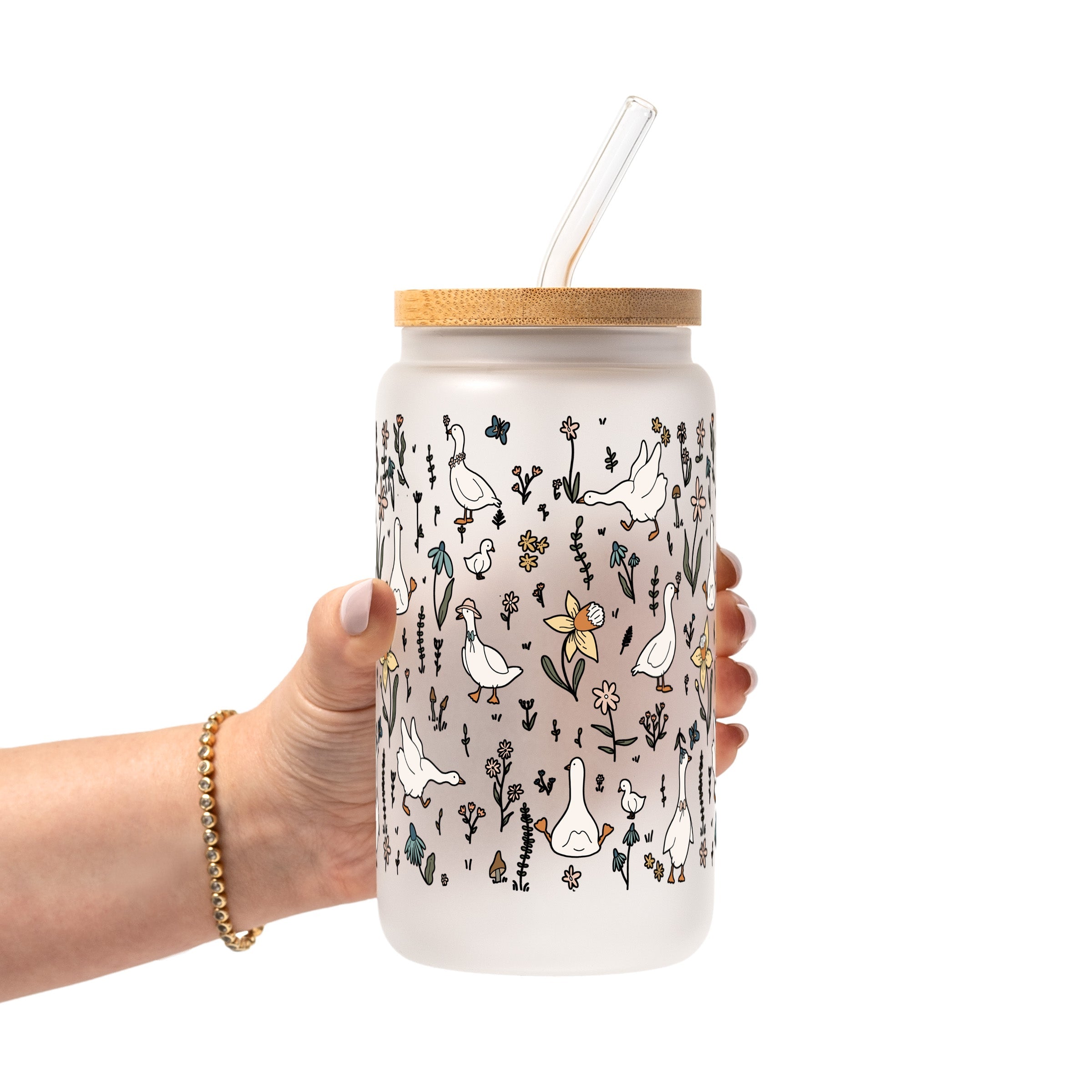 Cottage Garden Geese Glass Cup, Mug & Tumbler