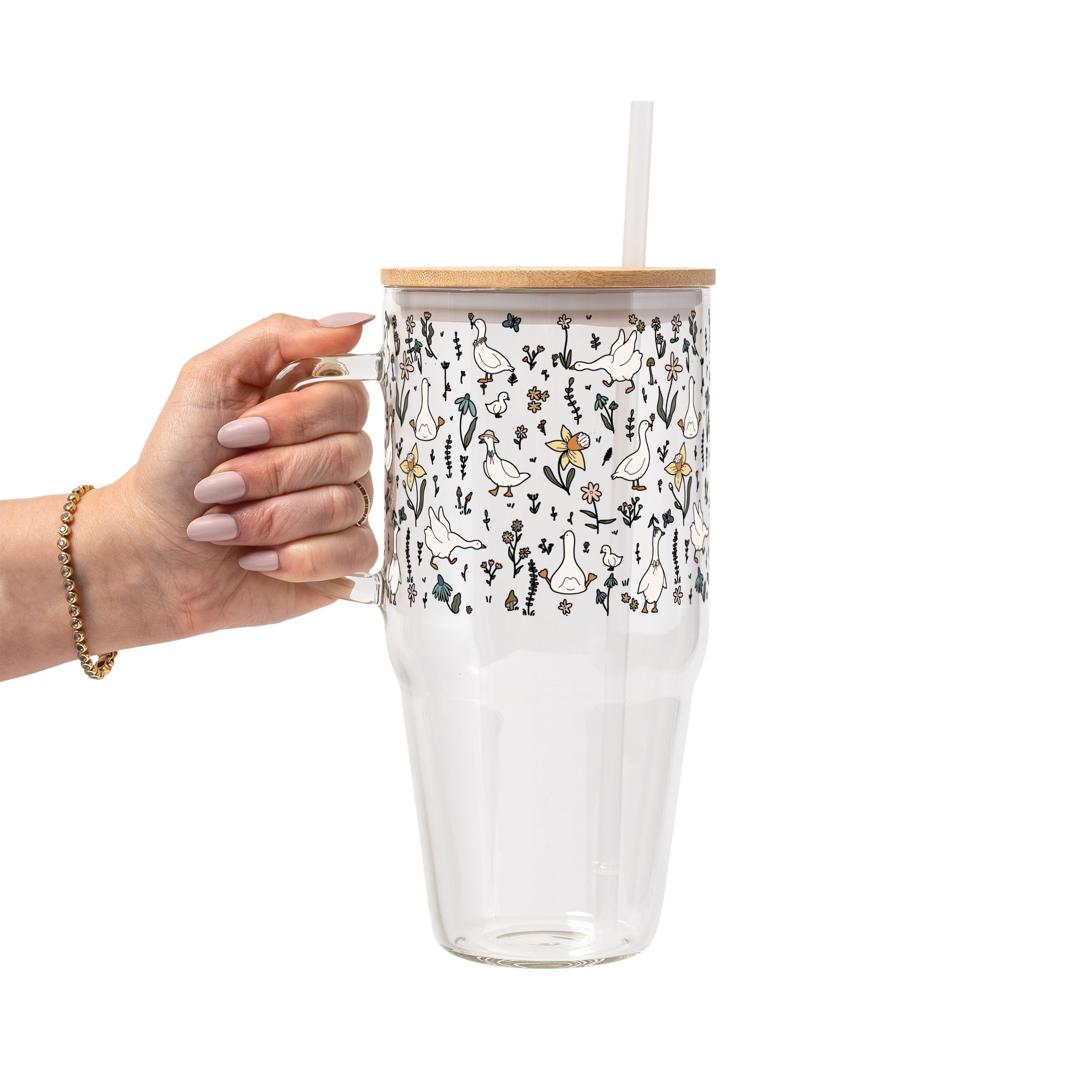 Cottage Garden Geese Glass Cup, Mug & Tumbler