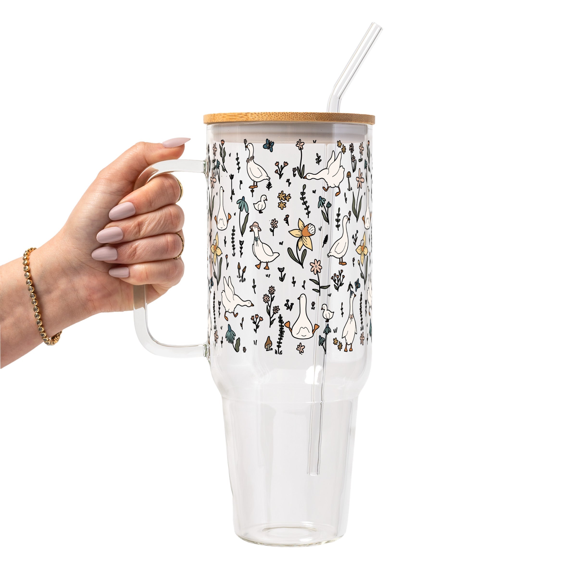 Cottage Garden Geese Glass Cup, Mug & Tumbler