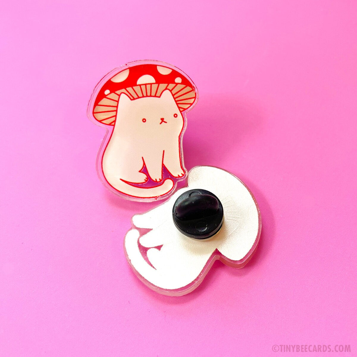Mushroom Cat Cottagecore Acrylic Pin