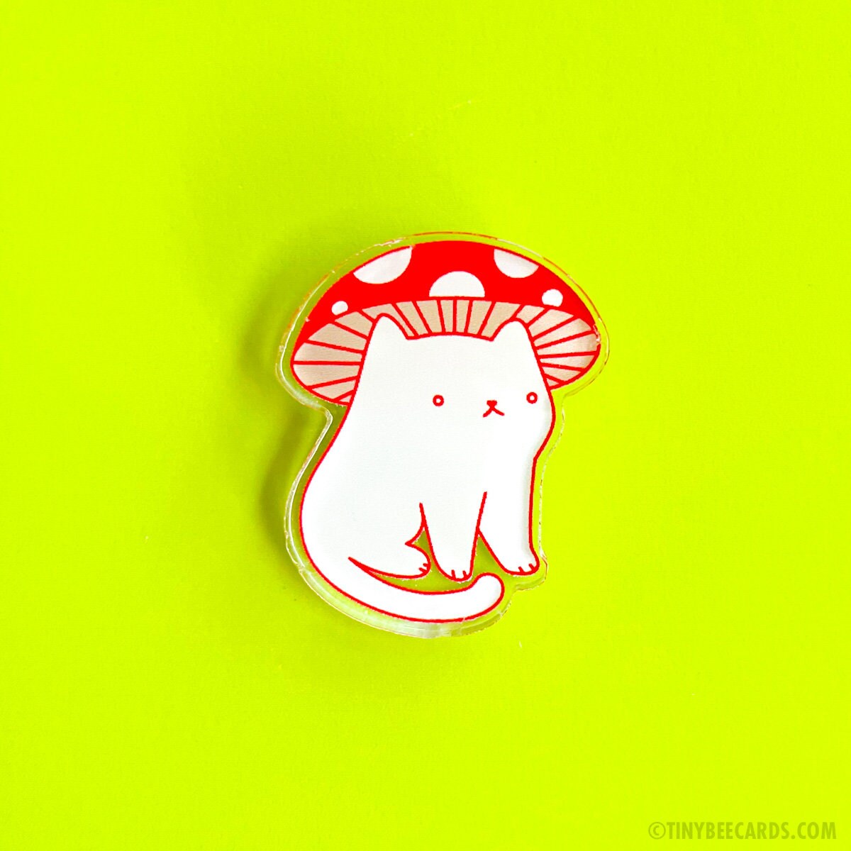 Mushroom Cat Cottagecore Acrylic Pin