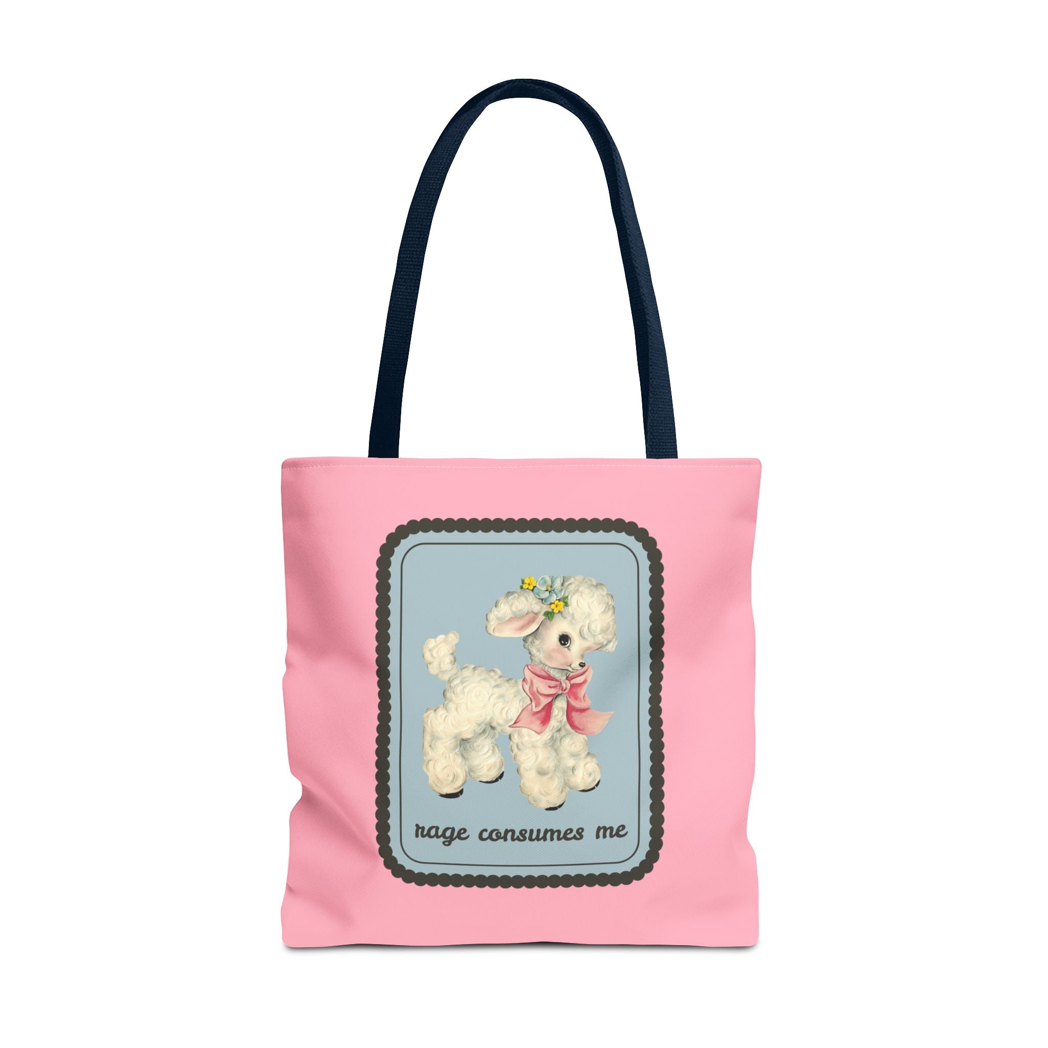 Rage Consumes Me Tote Bag with Flowers and Sheep
